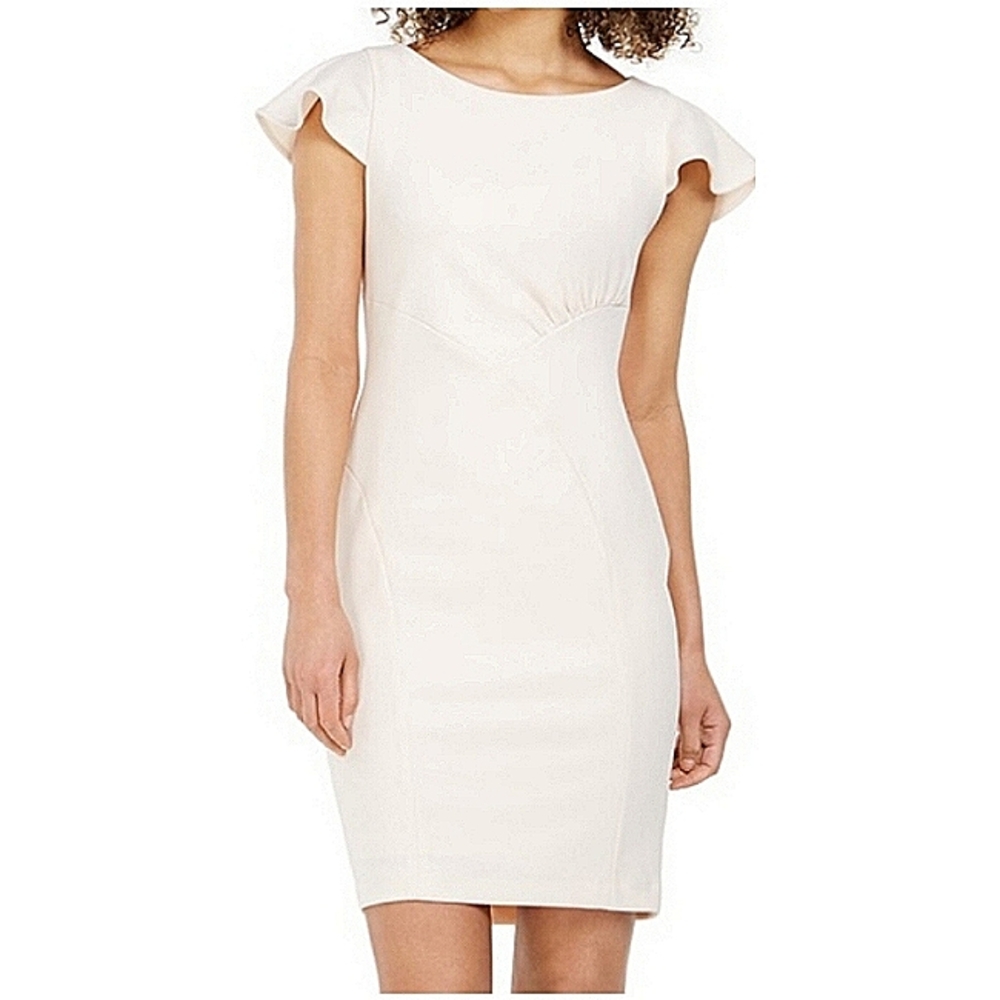 Calvin Klein Ruffle Shoulder Sheath Dress Size 2